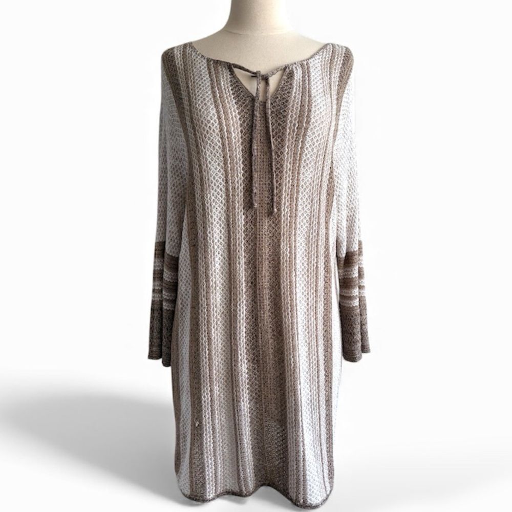 Christopher & Banks Knit Sweater Tunic Stripe XL Brown
